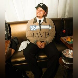 Men's Tan and Blue Varsity Jacket